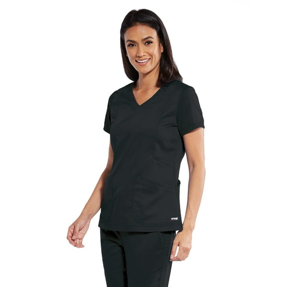 Barco Grey's Anatomy GRT049 Women's 4-Pocket V-Neck Love Zipper Scrub Top Black 3XL