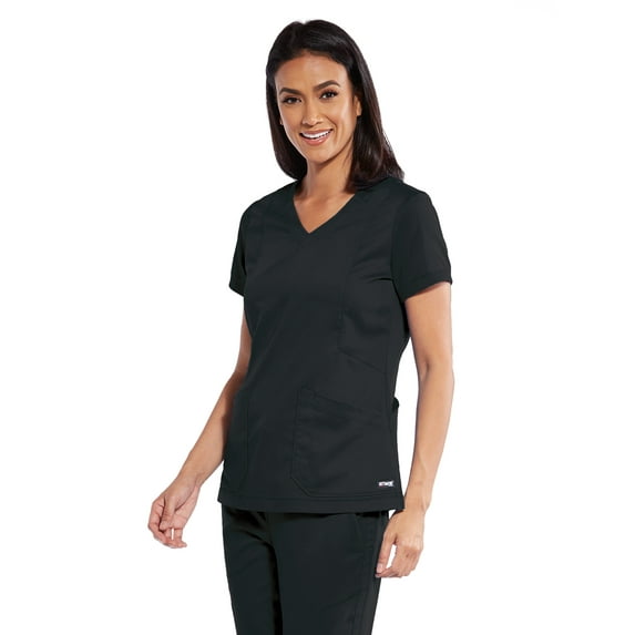 Barco Grey's Anatomy GRT049 Women's 4-Pocket V-Neck Love Zipper Scrub Top Black M