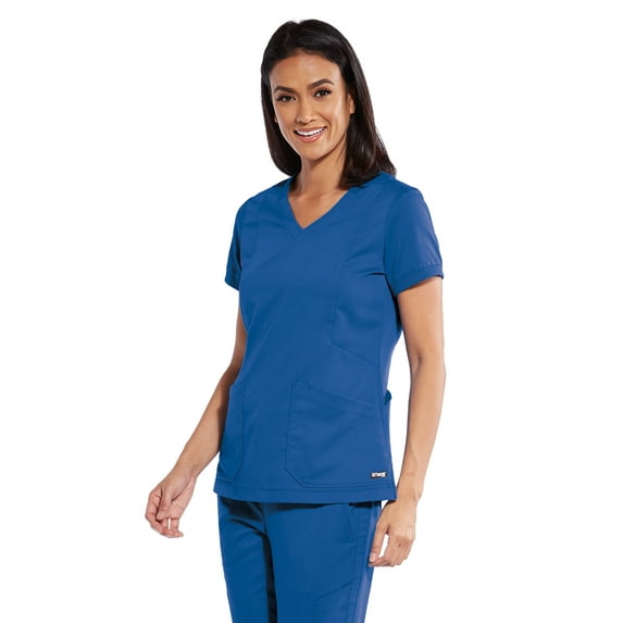 Barco Grey's Anatomy GRT049 Women's 4-Pocket V-Neck Love Zipper Scrub Top New Royal XS