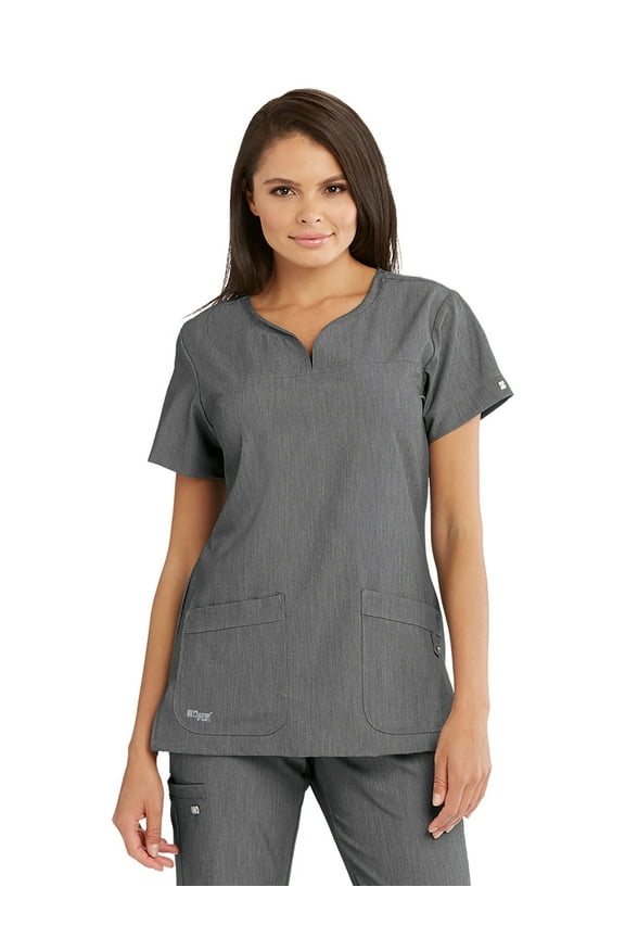 Grey's Anatomy Signature 2121 Women's Two Pocket Notch Yoke Neck Scrub Top Shadow Shade 3XL