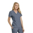 thumbnail image 1 of Barco Grey's Anatomy Signature GNT019 Women's Three Pocket V-Neck Laced Sleeve Astra Scrub Top Denim Shade M, 1 of 2