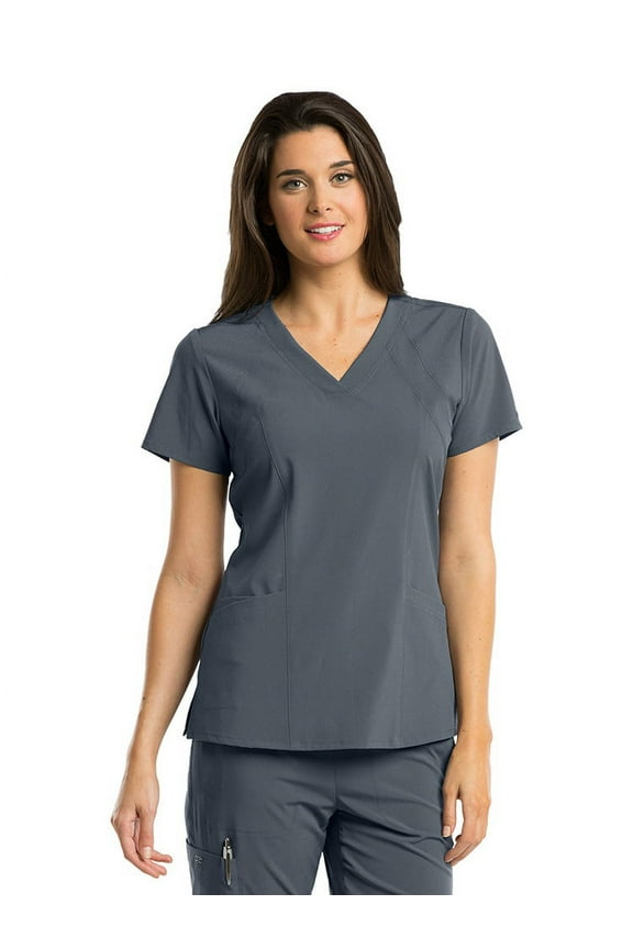 One 5105 Women's V-Neck Scrub Top Granite 2XL