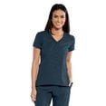 thumbnail image 1 of Barco One BOT054 Women's 4-Pocket V-Neck Zipper Pockets Perforated Scrub Top Steel Glimmer Print XS, 1 of 2