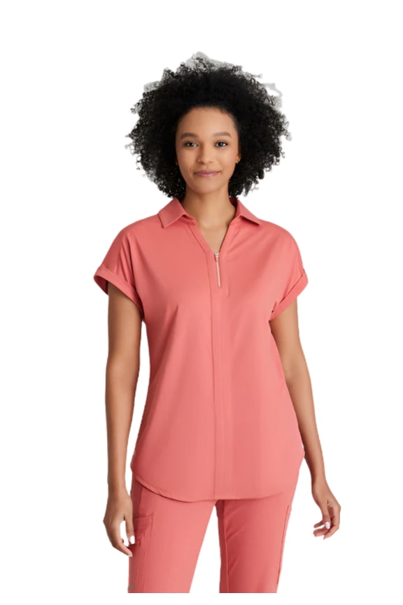 Engage Knit Pro 2-Pocket Zip Neck Dolman Scrub Top