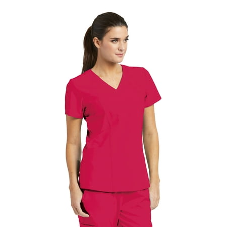 Barco One Women's 5105 V-Neck Perforated Detail Performance Scrub Top-French Berry -X-Small