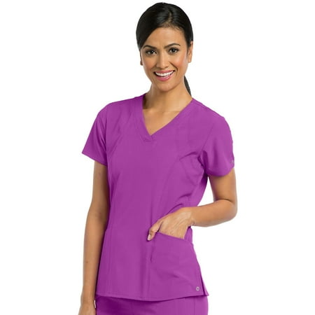 Barco One™ Women's V-Neck Perforated Side Panel Solid Scrub Top