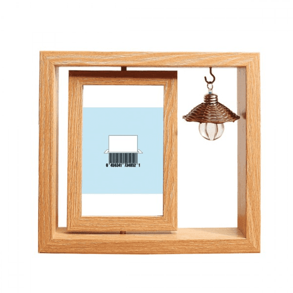 Barcode Cutting Paper Crushing Wooden Rotating Picture Photo Frame 4x6