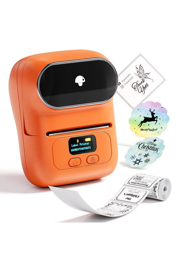 Barcode Printer - M110 Label Maker Machine Wireless Themal For Small Business  School Address Clothing Organizing Orange