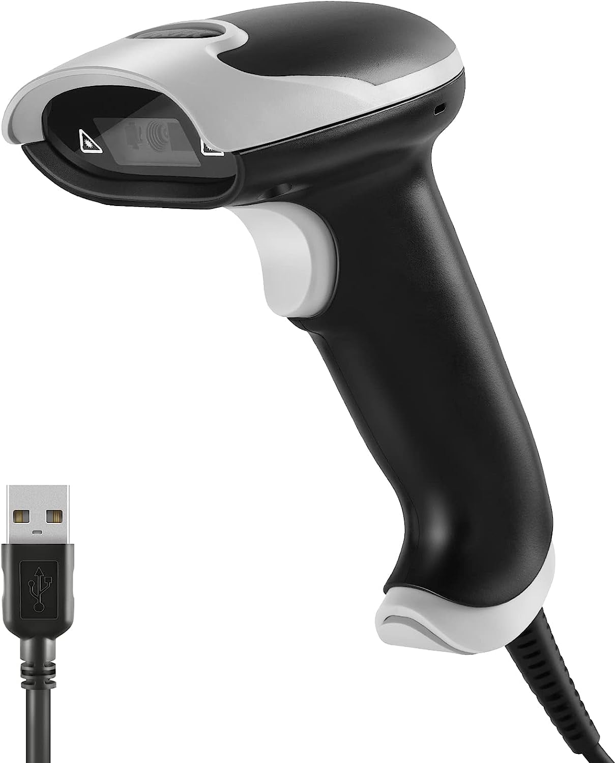 Barcode Scanner, Handheld USB Barcode Scanner Wired Connection Barcode Reader 1D 2D PDF417 QR Data Matrix Automatic Plug&Play Bar Code Scanners for Desktop Store Supermarket Warehouse Library