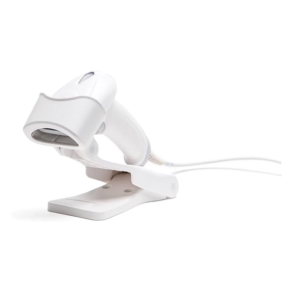 Barcode Scanner Handheld Wired, 1D/2D USB Imager - White w/ Stand - mC-Print & mPOP Compatible - Fast Reading, High Volume, IP42 Rated