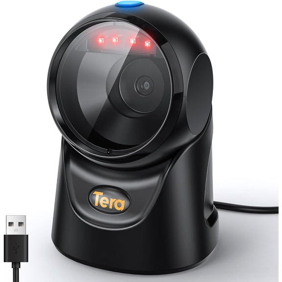 Barcode Scanner Handsfree Omnidirectional: Desktop 1D 2D QR USB Wired Adjustable Angle Plug and Play Bar Code Reader for POS Supermarket Retail Store Mobile Payment Model 9700
