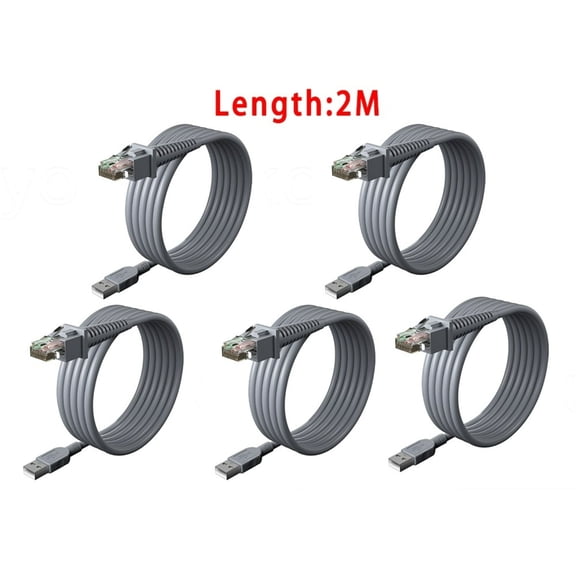 Barcode Scanner USB A to RJ45 Cable 2 Meters USB Cable for Datalogic QD2130 QD2110 QD2100 QD2310 QD2300 QM2130 QM2110 QM2100 GD4130 GD4110 GD4100 GD4330 GD431 (2M / 6FT Flatted USB Port)