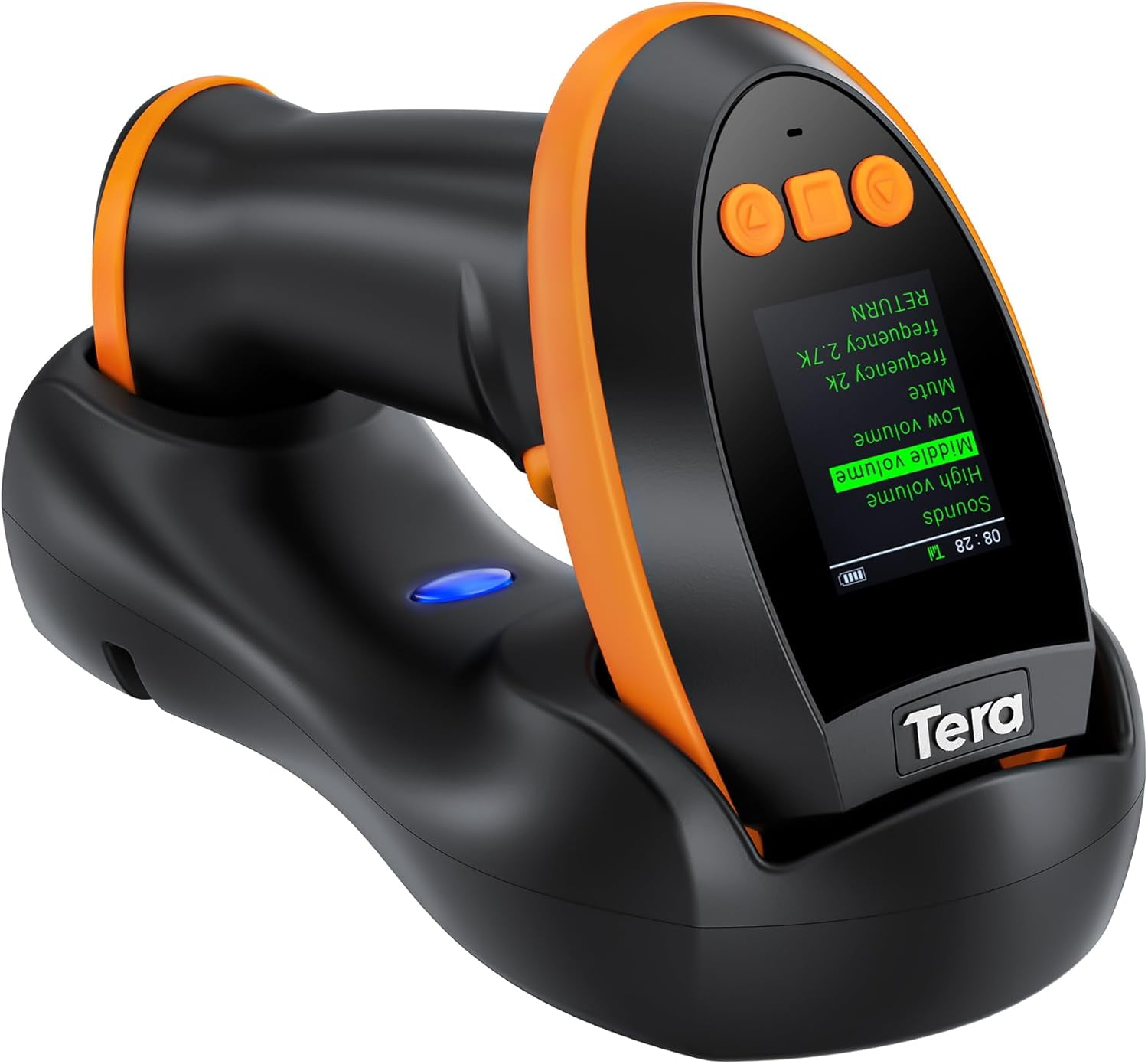 Barcode Scanner Wireless with Screen: Pro Version 1D 2D QR with Setting Keypad Charging Cradle Works with Bluetooth 2.4G Wireless USB Wired Handheld Bar Code Reader HW0009