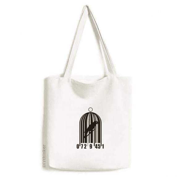 Barcode Shopping Scanning Birdcage Tote Canvas Bag Shopping Satchel Casual Handbag