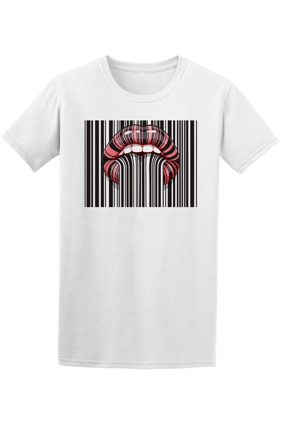 Barcode Strip Stripped Lips T-Shirt Men -Image by Shutterstock, Male x-Large