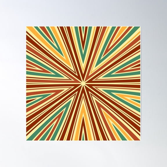 Barcode Sunburst Square (Retro Colours) Poster Wall Art, Modern Wall Decor For Living Room Bedroom, 30x30 UNFRAMED