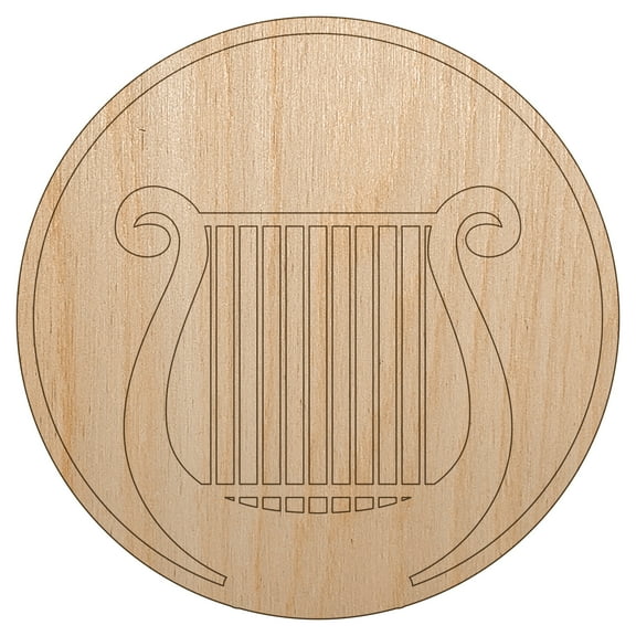 Bard Instrument Harp Lyre Wood Shape Unfinished Piece Cutout Craft DIY Projects - 4.70 Inch Size - 1/8 Inch Thick