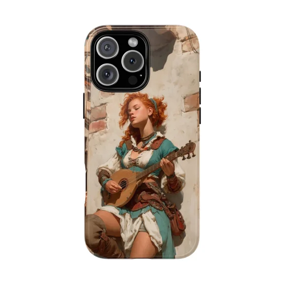 Bard Playing Lute Melodies Art Case for iPhone 11-17 Pro Max