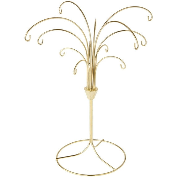 Bard's 12 Arm Gold-toned Ornament Stand, Tree, 11.5" H x 10" W x 10" D