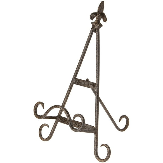 Bard's Antique Gold-toned Wrought Iron Easel, Fleur de Lis, 11" H x 7.75" W x 8.5" D (For 7.5" - 11.5" Plates), Pack of 3