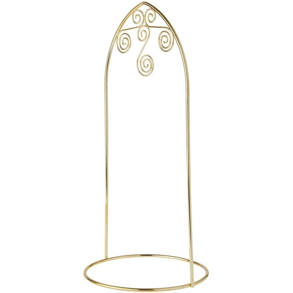 Bard's Arched Gold-toned Ornament Stand, Medium Scroll, 13" H x 6" W x 6" D
