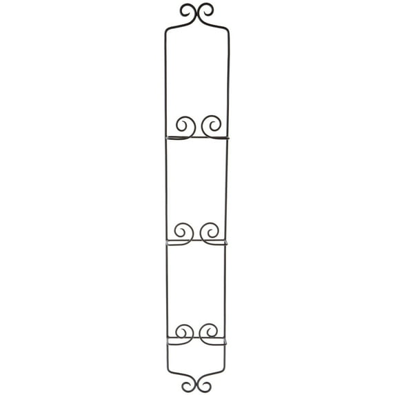 Bard's Black Wrought Iron Wall Mountable Vertical Hanger for 3 Plates, 39" H x 6" W x 2" D (For 8.5"-10" Plates)