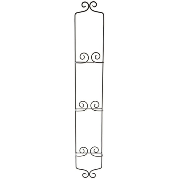 Bard's Black Wrought Iron Wall Mountable Vertical Hanger for 3 Plates, 39" H x 6" W x 2" D (For 8.5"-10" Plates)