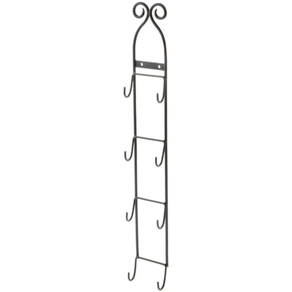 Bard's Black Wrought Iron Wall Mountable Vertical Hanger for 4 Saucers, 20" H x 2.75" W x 1.25" D (For 3"- 4.625" Saucers), Pack of 10