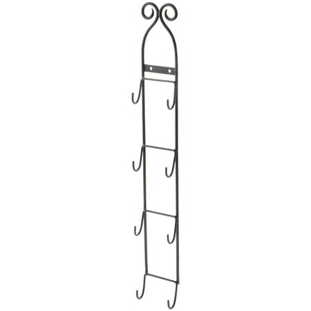Bard's Black Wrought Iron Wall Mountable Vertical Hanger for 4 Saucers, 20" H x 2.75" W x 1.25" D (For 3"- 4.625" Saucers), Pack of 5