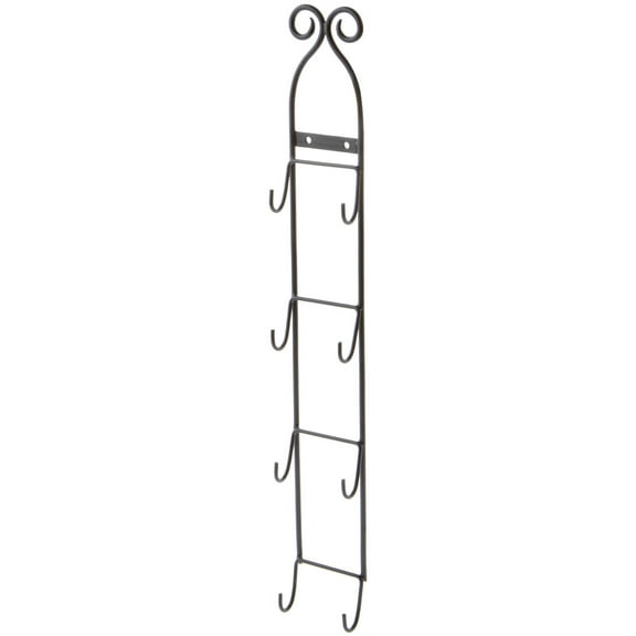 Bard's Black Wrought Iron Wall Mountable Vertical Hanger for 4 Saucers, 20" H x 2.75" W x 1.25" D (For 3"- 4.625" Saucers)