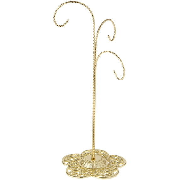 Bard's Filigree 3 Arm Gold-toned Ornament Stand, 12.75" H x 5" W x 5" D