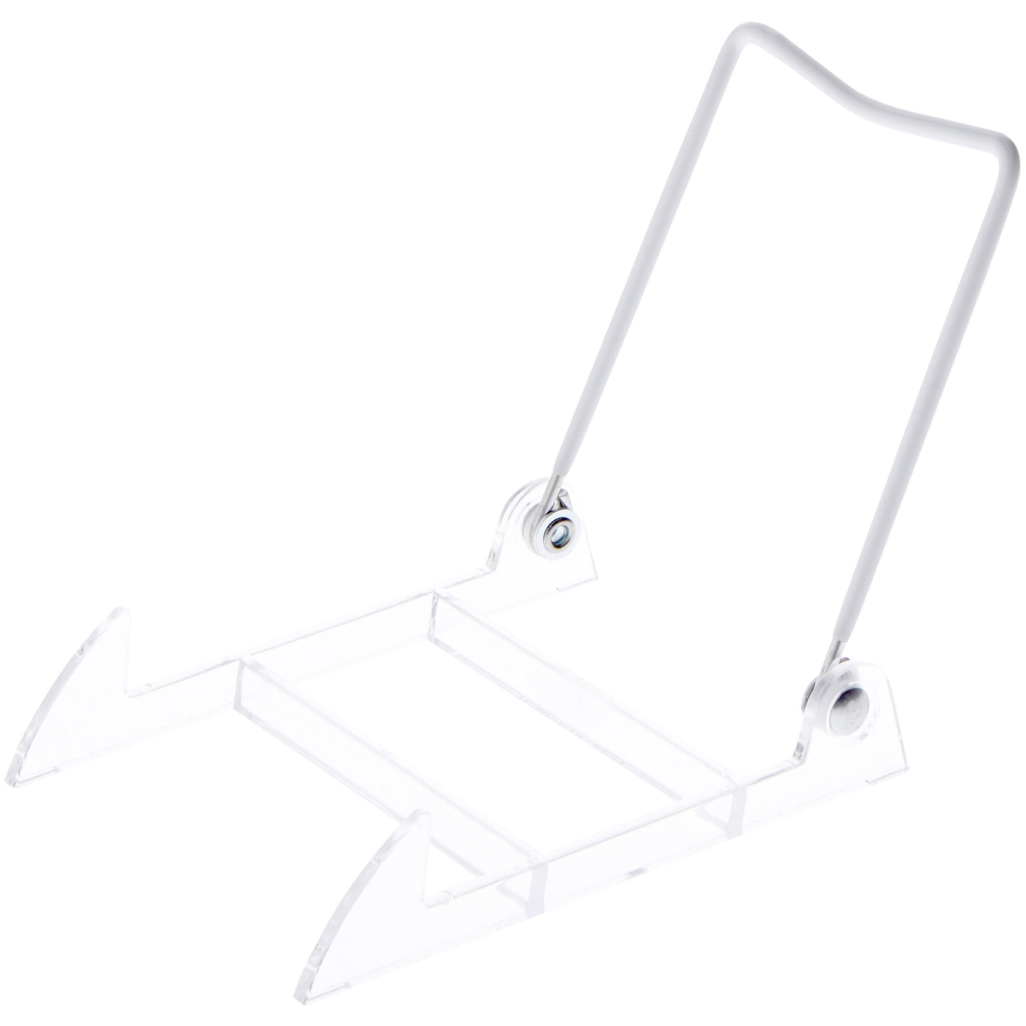 Bard's Folding White and Clear Plastic Easel Stand, 5" H x 4" W x 5.5" D, Pack of 12