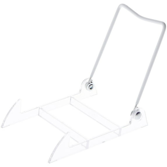 Bard's Folding White and Clear Plastic Easel Stand, 5" H x 4" W x 5.5" D, Pack of 6