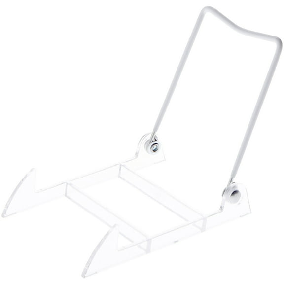 Bard's Folding White and Clear Plastic Easel Stand, 5" H x 4" W x 5.5" D