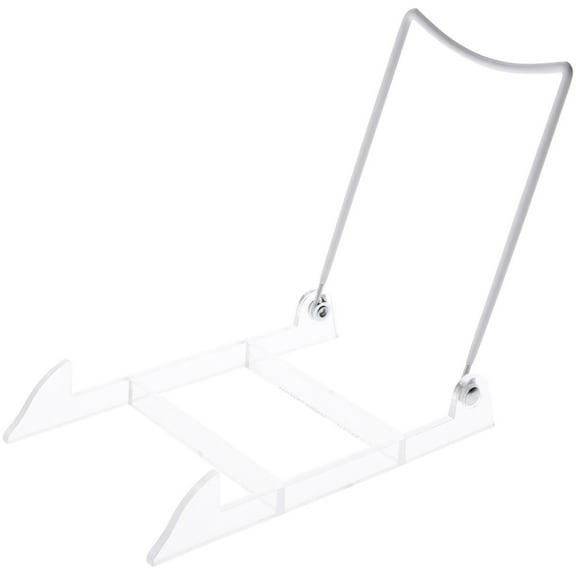 Bard's Folding White and Clear Plastic Easel Stand, 7.5" H x 5" W x 8" D, Pack of 2