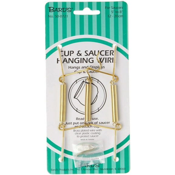 Bard's Gold-toned Wall Mountable Tension Cup and Saucer Hanger, 8" H x 2.75" W x 1" D, Pack of 3