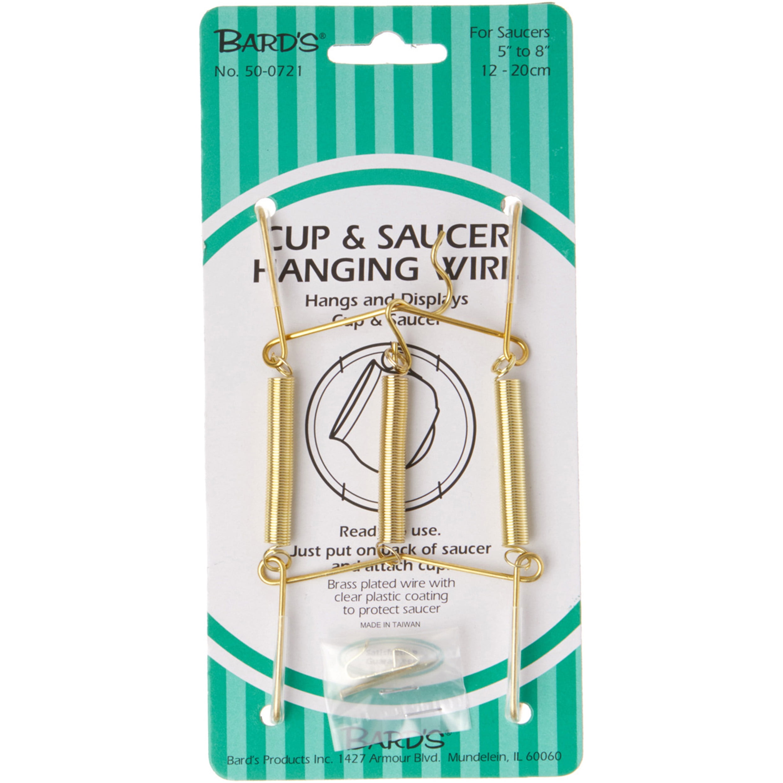 Bard's Goldtoned Wall Mountable Tension Cup and Saucer Hanger, 8" H x