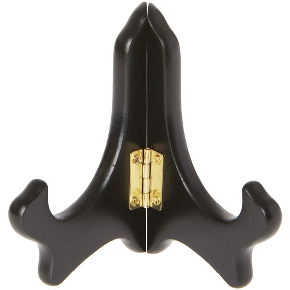 Bard's Hinged Black MDF Wood Plate Stand, 4" H x 5" W x 3" D (For 3.5" - 5" Plates), Pack of 12