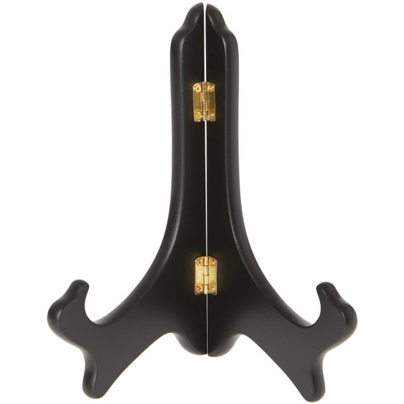Bard's Hinged Black MDF Wood Plate Stand, 8" H x 7" W x 4.75" D (For 8" - 10" Plates), Pack of 6