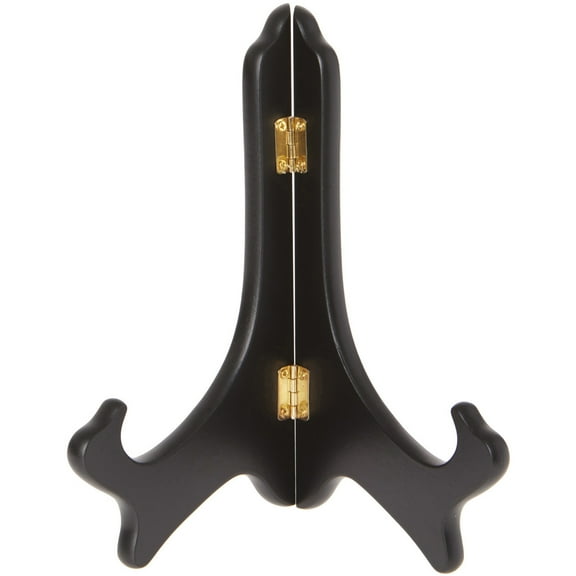 Bard's Hinged Black MDF Wood Plate Stand, 8" H x 7" W x 4.75" D (For 8" - 10" Plates)