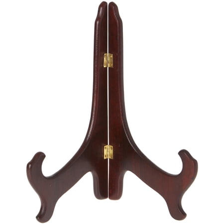Bard's Hinged Dark Wood Plate Stand, 11" H x 8.5" W x 6" D (For 10" - 14" Plates), Pack of 6