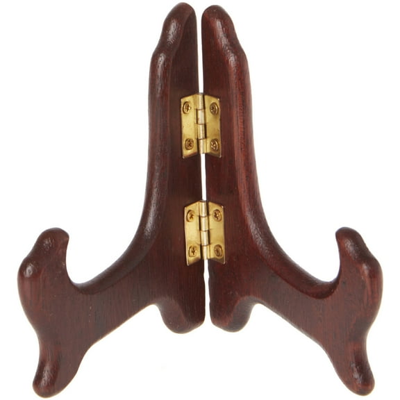 Bard's Hinged Dark Wood Plate Stand, 4" H x 5" W x 3" D (For 3.5" - 5" Plates), Pack of 2