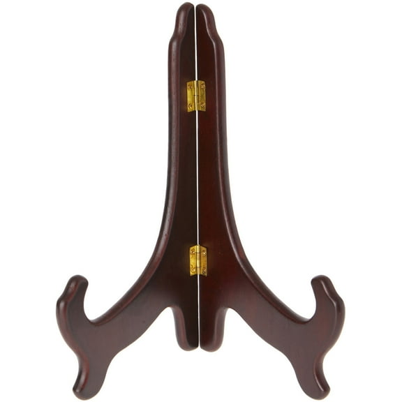 Bard's Hinged Dark Wood Plate Stand, 9" H x 7.25" W x 5" D (For 9" - 10.5" Plates), Pack of 3