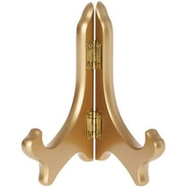 Bard's Hinged Gold-toned MDF Wood Plate Stand, 5" H x 5.75" W x 3.75" D (For 5" - 7.5" Plates)