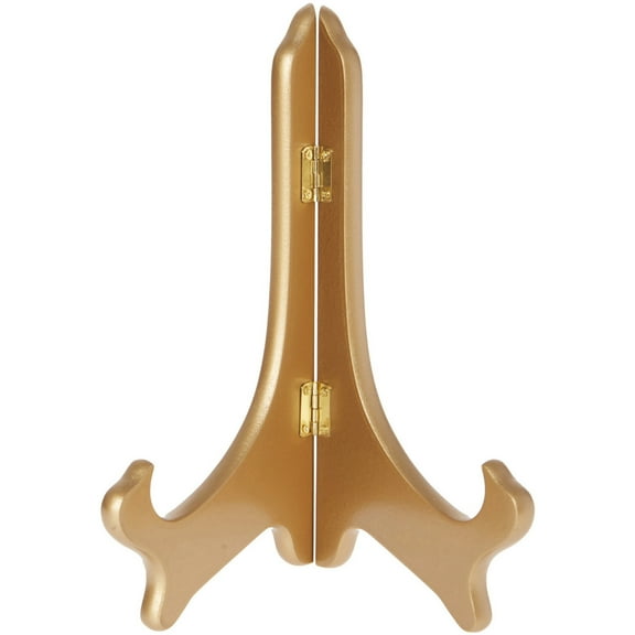 Bard's Hinged Gold-toned MDF Wood Plate Stand, 9" H x 7.25" W x 5" D (For 9" - 10.5" Plates), Pack of 12