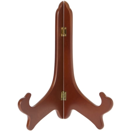 Bard's Hinged Walnut MDF Wood Plate Stand, 11" H x 8.5" W x 6" D (For 10" - 14" Plates), Pack of 2