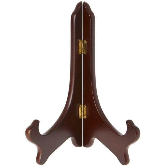 Bard's Hinged Walnut MDF Wood Plate Stand, 9" H x 7.25" W x 5" D (For 9" - 10.5" Plates)