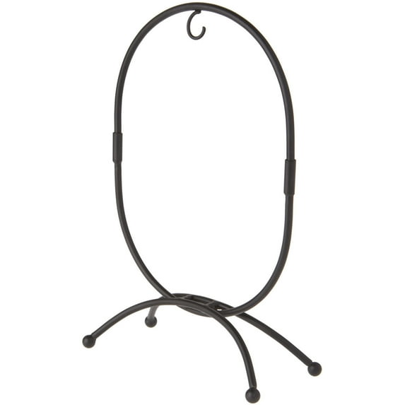 Bard's Oval Shaped Black Wrought Iron Ornament Stand, 11" H x 7.25" W x 7.25" D, Pack of 2