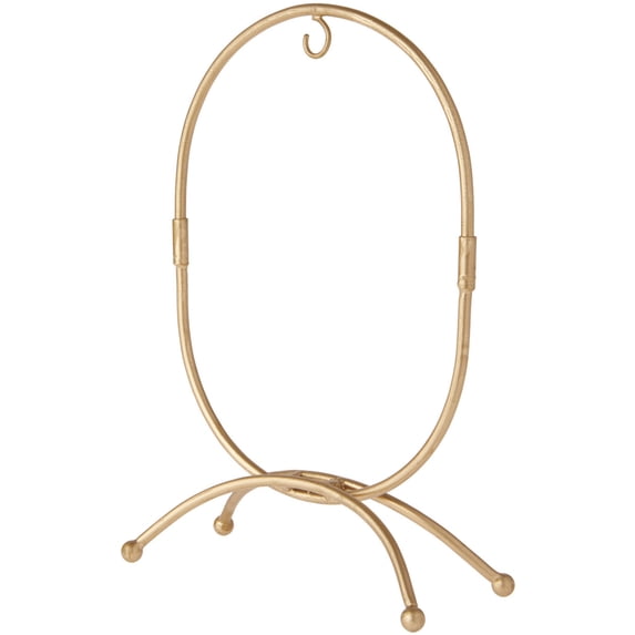 Bard's Oval Shaped Gold-Toned Wrought Iron Ornament Stand, 11" H x 7.25" W x 7.25" D, Pack of 10