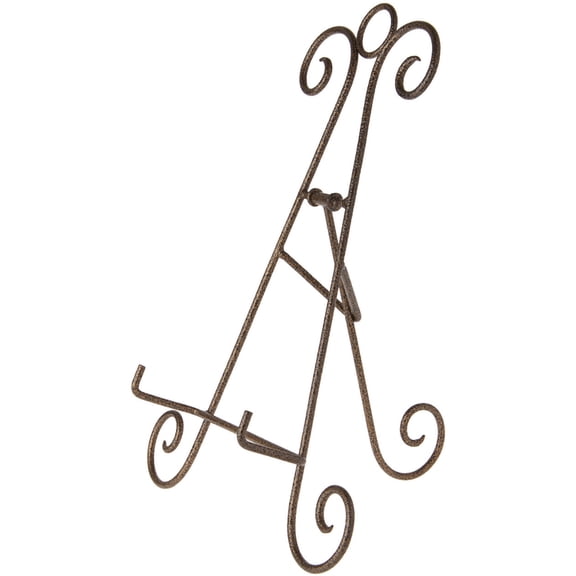 Bard's Scroll Antique Gold-toned Collapsible Easel Stand, 15" H x 11.5" W x 8.5" D (For 11" - 11.5" Plates), Pack of 3